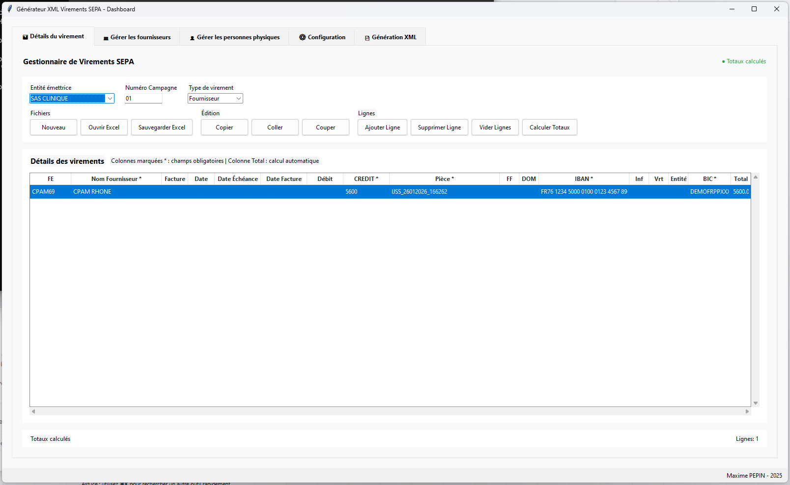 Campagnes de virements bancaires